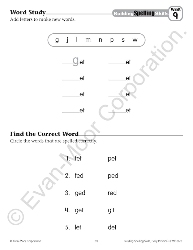 Sample content 4_Building Spelling Skills, Grade 1 Student Workbook
