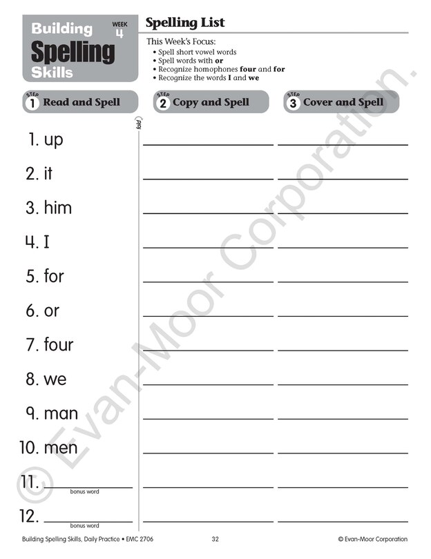 Aperçu du contenu 3_Building Spelling Skills, Grade 2 Teacher Edition