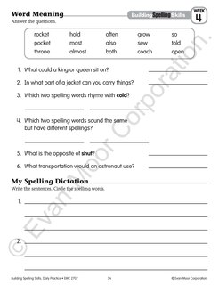 Aperçu du contenu 5_Building Spelling Skills, Grade 3 Teacher Edition
