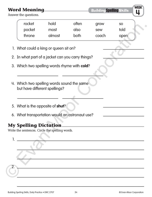 Aperçu du contenu 5_Building Spelling Skills, Grade 3 Teacher Edition