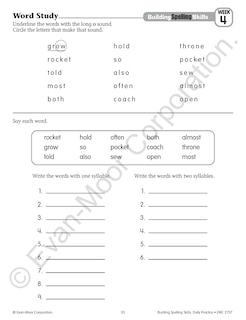 Table des matières_Building Spelling Skills, Grade 3 Teacher Edition