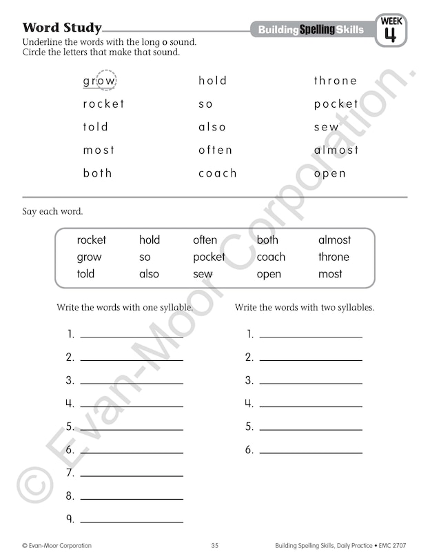 Table des matières_Building Spelling Skills, Grade 3 Teacher Edition