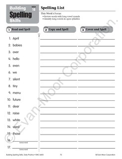 Sample content_Building Spelling Skills, Grade 3 Student Workbook
