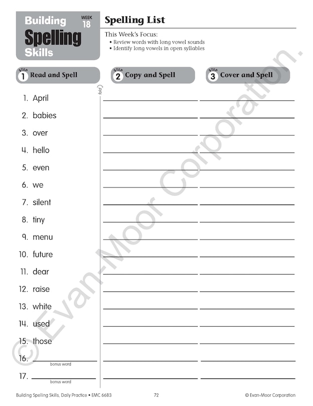 Sample content_Building Spelling Skills, Grade 3 Student Workbook