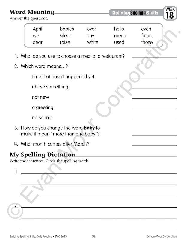Sample content 3_Building Spelling Skills, Grade 3 Student Workbook