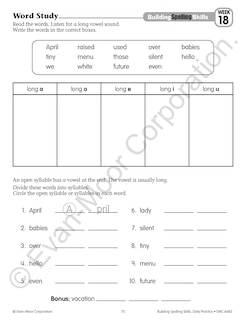 Sample content 4_Building Spelling Skills, Grade 3 Student Workbook