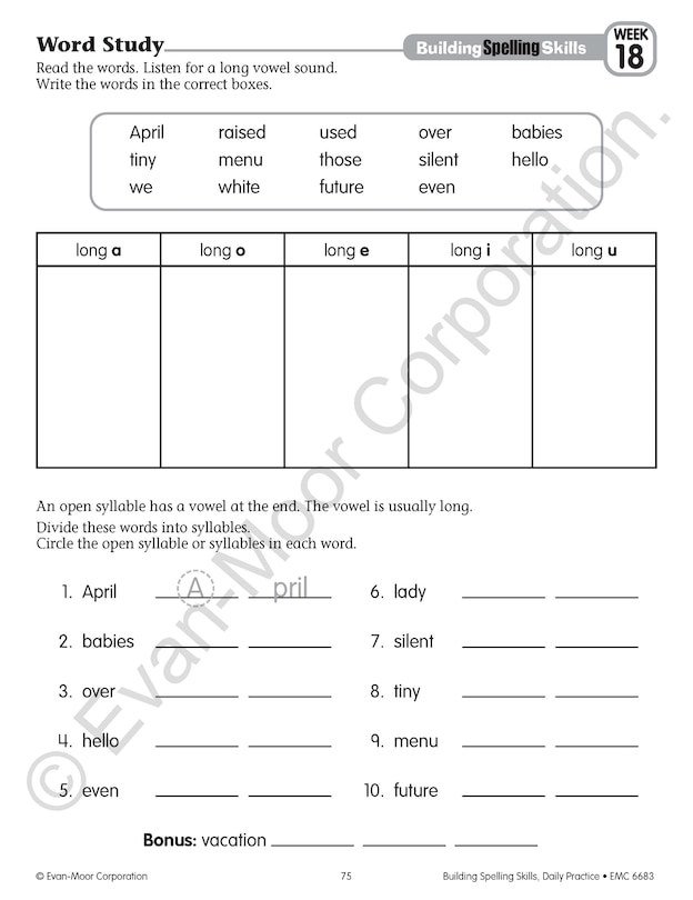 Sample content 4_Building Spelling Skills, Grade 3 Student Workbook