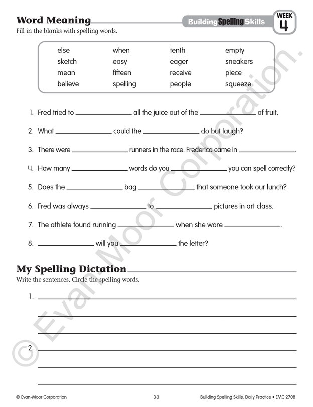 Aperçu du contenu 4_Building Spelling Skills, Grade 4 Teacher Edition