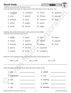 Aperçu du contenu 5_Building Spelling Skills, Grade 4 Teacher Edition