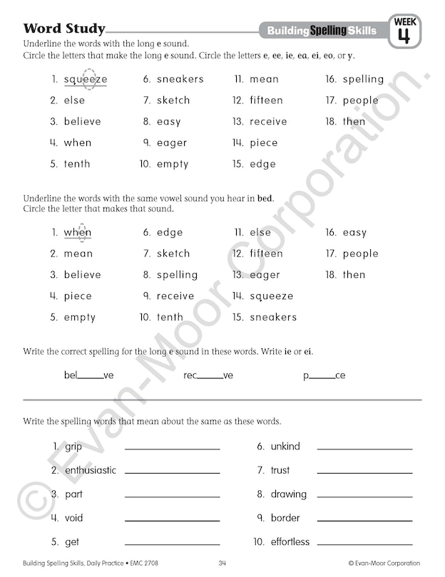 Aperçu du contenu 5_Building Spelling Skills, Grade 4 Teacher Edition