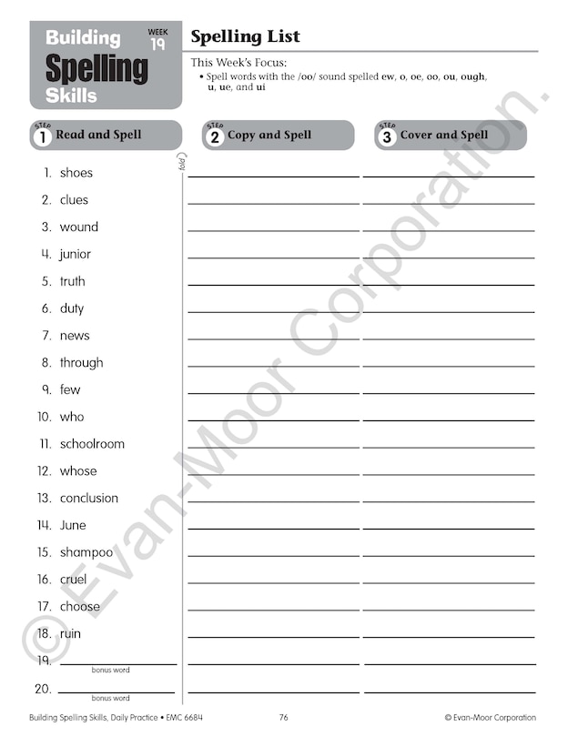 Aperçu du contenu_Building Spelling Skills, Grade 4 Student Workbook (5-pack)