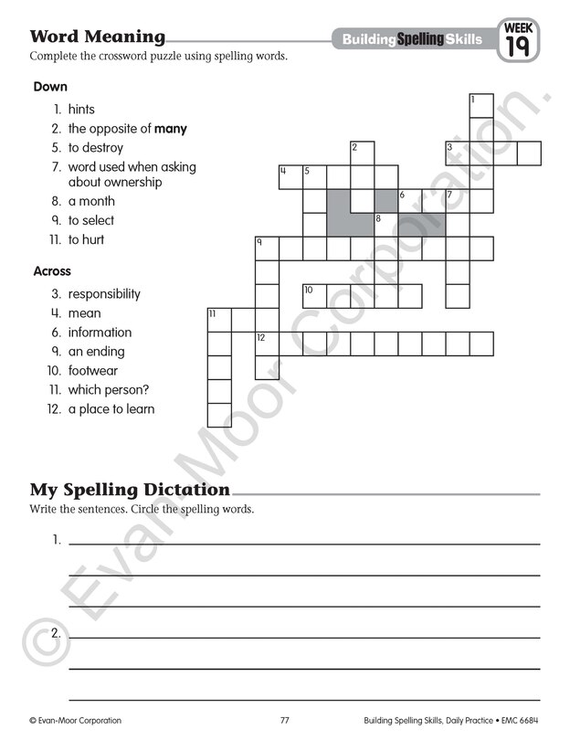 Aperçu du contenu 2_Building Spelling Skills, Grade 4 Student Workbook (5-pack)