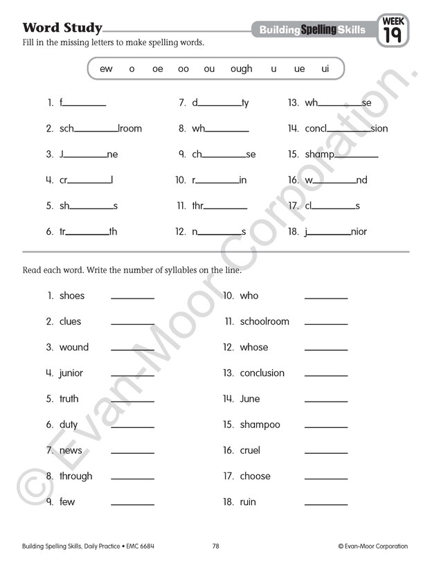 Aperçu du contenu 3_Building Spelling Skills, Grade 4 Student Workbook (5-pack)