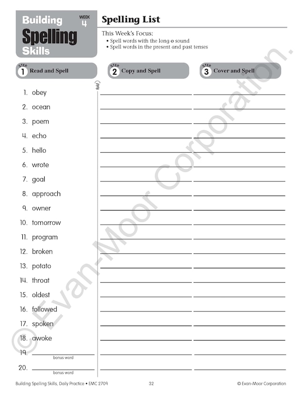 Aperçu du contenu 3_Building Spelling Skills, Grade 5 Teacher Edition