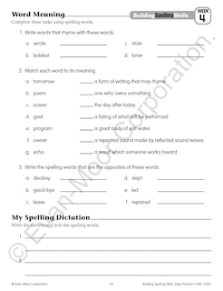 Aperçu du contenu 4_Building Spelling Skills, Grade 5 Teacher Edition
