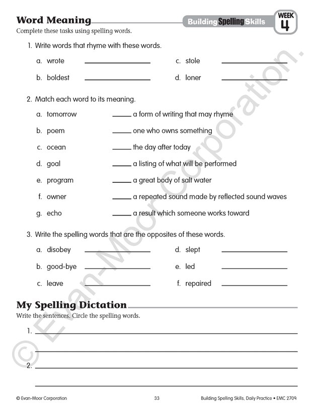 Aperçu du contenu 4_Building Spelling Skills, Grade 5 Teacher Edition