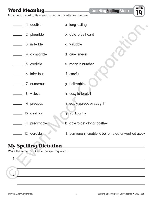 Sample content 2_Building Spelling Skills, Grade 6 Student Workbook