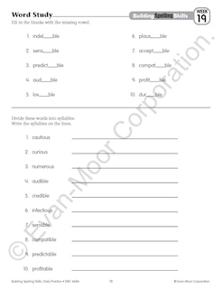 Sample content 3_Building Spelling Skills, Grade 6 Student Workbook