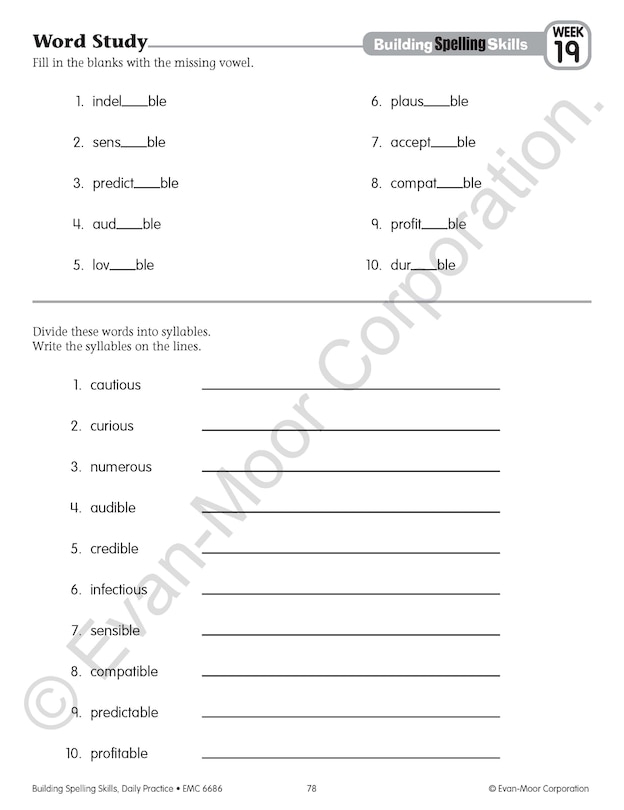 Sample content 3_Building Spelling Skills, Grade 6 Student Workbook