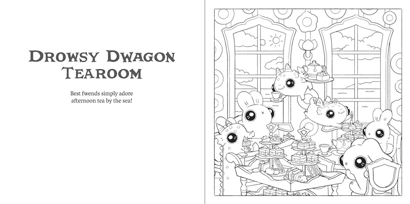 Sample content 4_Bunnehs and Dwagons: Magical Kingdoms Cosy Colouring