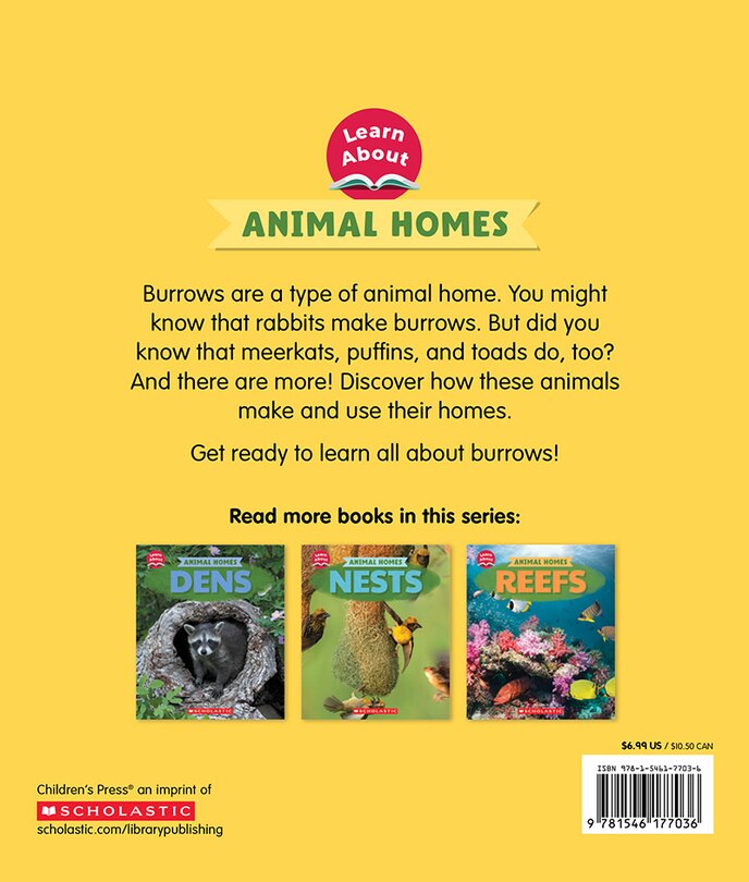 Back cover_Burrows (Learn About: Animal Homes)