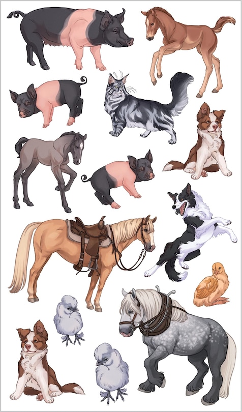 Sample content_Busy Barnyard of Tattoo Farm Animals