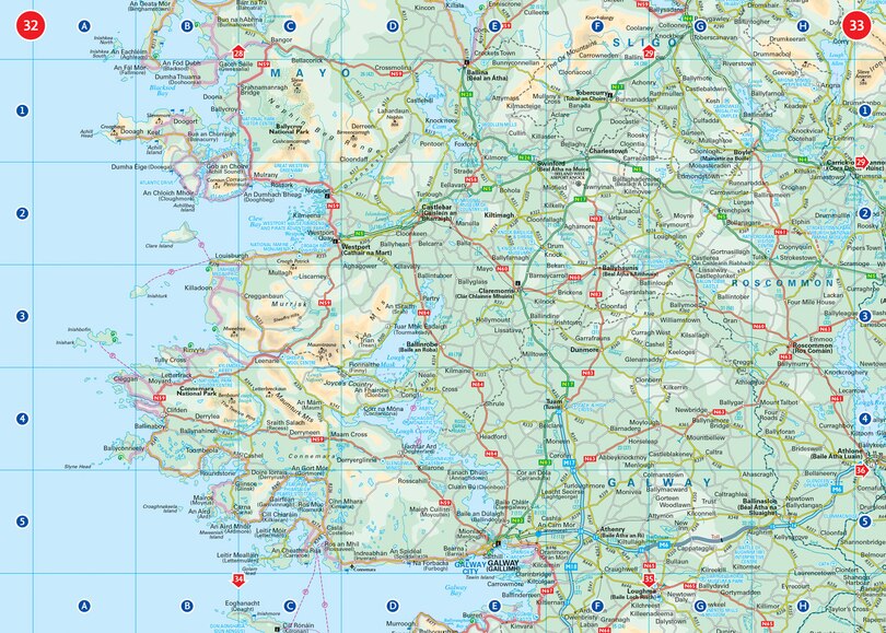 Sample content 2_Collins Handy Road Atlas Ireland: Handy map of Ireland using clear and detailed mapping