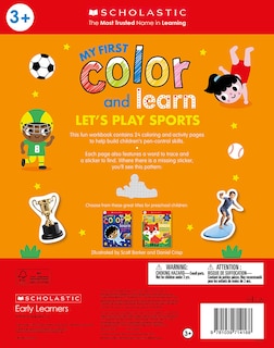 Couverture arri&egrave;re_Color and Learn Workbook My First Color and Learn: Let's Play Sports