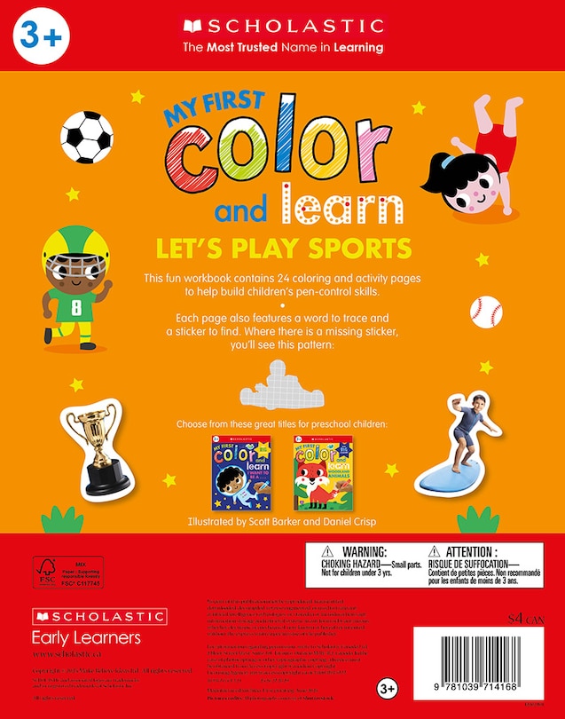 Couverture arri&egrave;re_Color and Learn Workbook My First Color and Learn: Let's Play Sports
