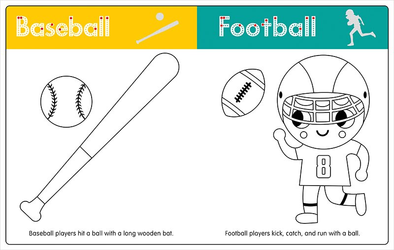 Aper&ccedil;u du contenu 2_Color and Learn Workbook My First Color and Learn: Let's Play Sports