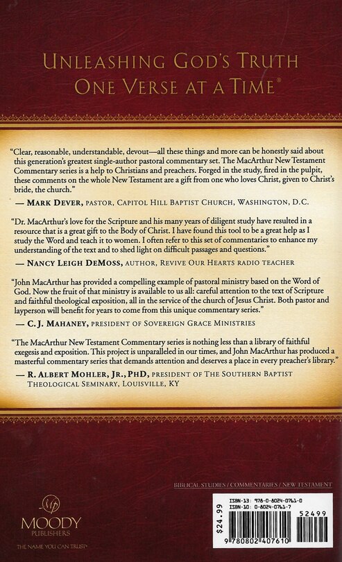 Back cover_Colossians and Philemon MacArthur New Testament Commentary