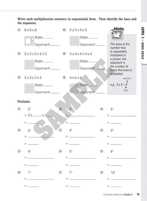 Sample content 3_Complete MathSmart: Grade 7 (Extensive Edition)