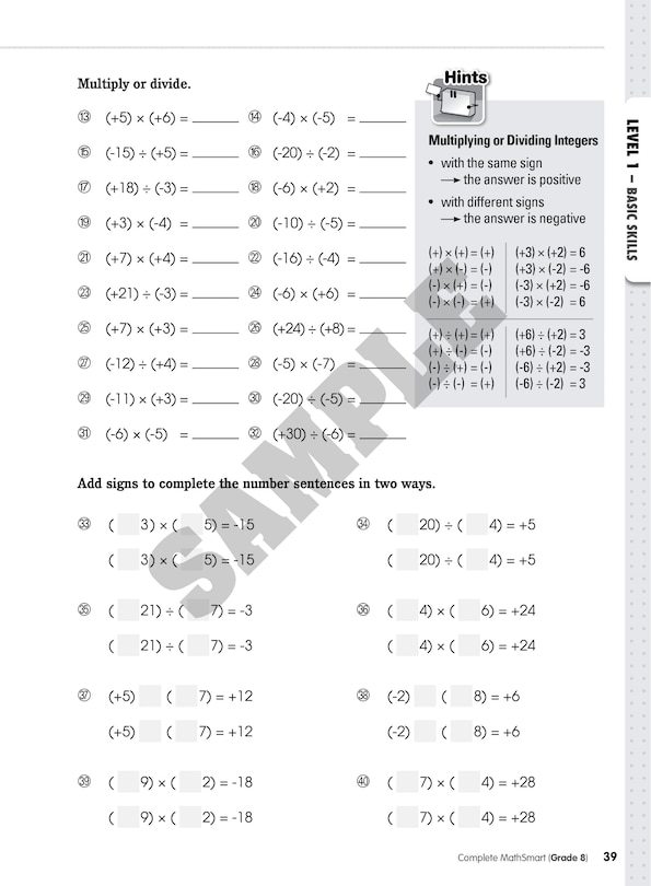 Sample content 3_Complete MathSmart: Grade 8 (Extensive Edition)