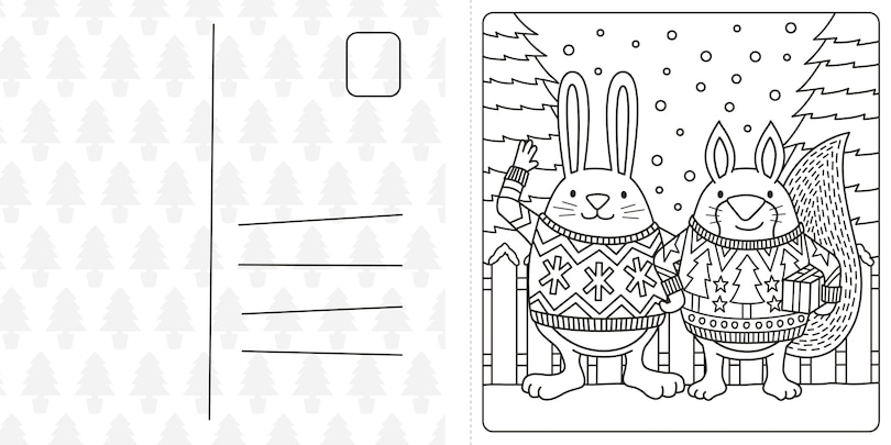 Sample content_Super Cuties: A Cozy Christmas Coloring Book
