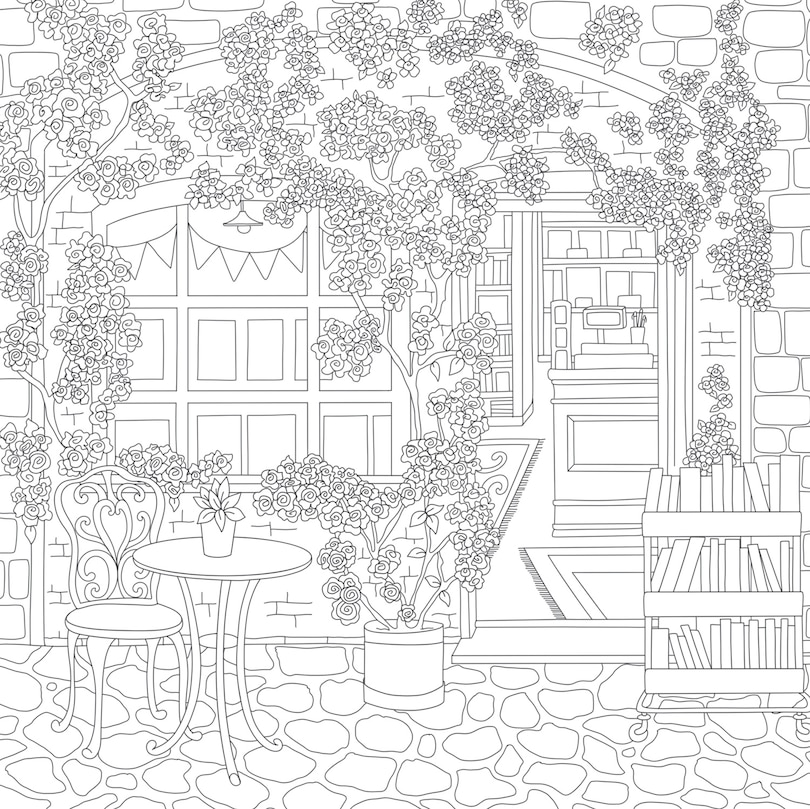 Sample content_Cozy Bookshops: Colouring Book