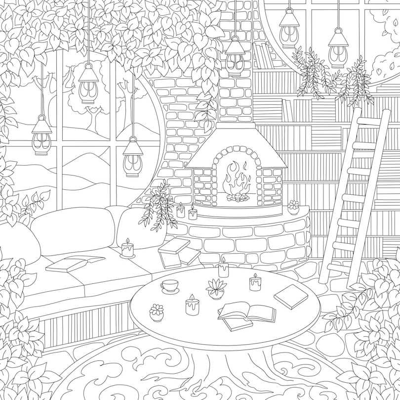Sample content 5_Cozy Bookshops: Colouring Book
