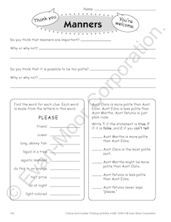 Aperçu du contenu 4_Critical and Creative Thinking Activities, Grade 4 Teacher Resource