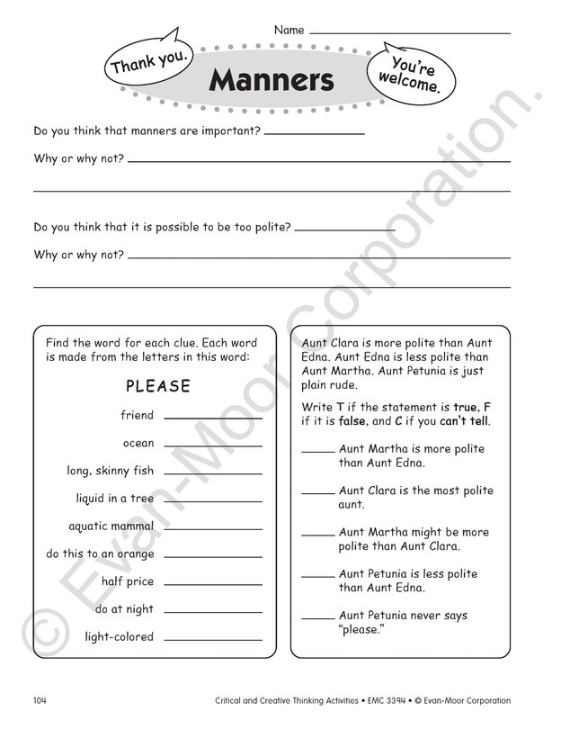 Aperçu du contenu 4_Critical and Creative Thinking Activities, Grade 4 Teacher Resource