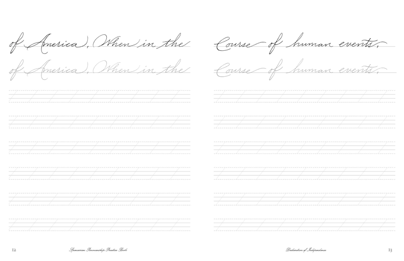 Sample content 4_Cursive Handwriting Workbook: The Declaration of Independence