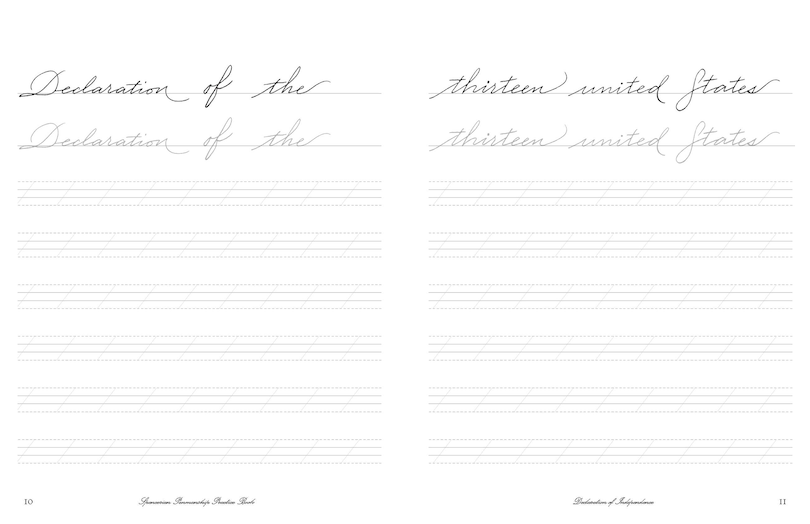 Sample content 5_Cursive Handwriting Workbook: The Declaration of Independence