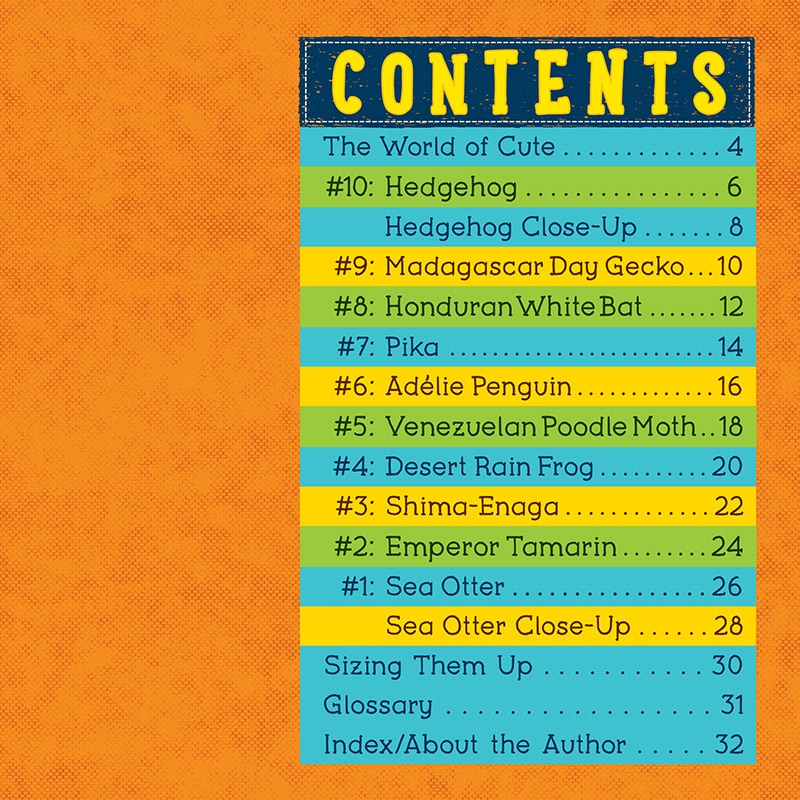 Table of contents_Cutest Animals (Wild World: Top 10)