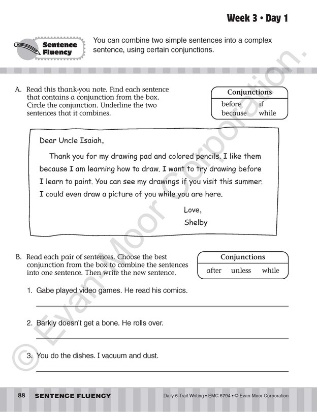 Sample content_Daily 6-Trait Writing, Grade 4 Student Edition Workbook (5-pack)