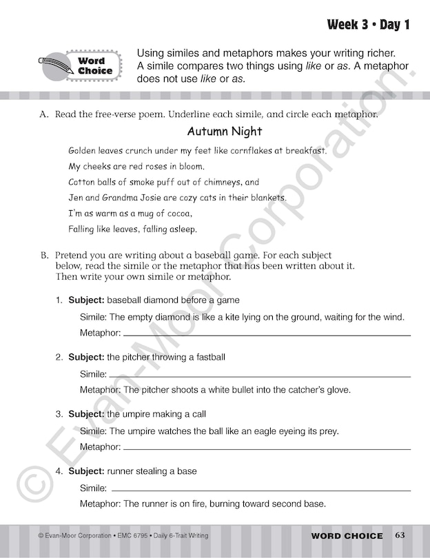 Aperçu du contenu_Daily 6-Trait Writing, Grade 5 Student Edition Workbook (5-pack)
