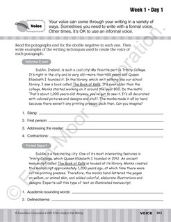 Aperçu du contenu_Daily 6-Trait Writing, Grade 6 Student Edition Workbook(5-pack)