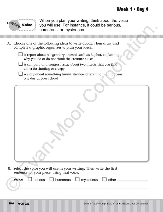 Aperçu du contenu 4_Daily 6-Trait Writing, Grade 6 Student Edition Workbook(5-pack)