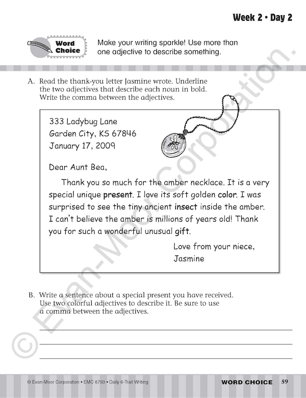 Aperçu du contenu 2_Daily 6-Trait Writing, Grade 3 Student Edition Workbook
