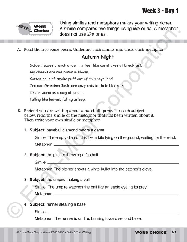 Aperçu du contenu_Daily 6-Trait Writing, Grade 5 Student Edition Workbook