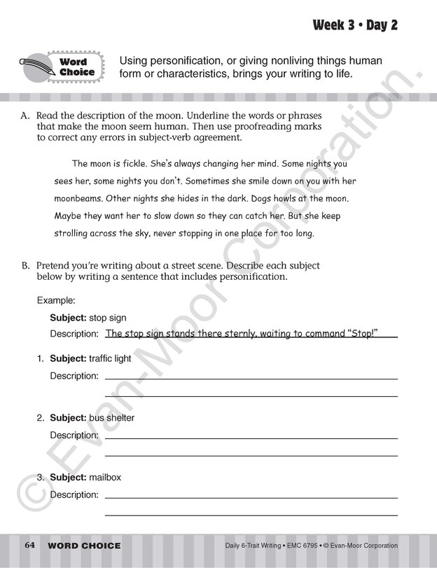 Aperçu du contenu 2_Daily 6-Trait Writing, Grade 5 Student Edition Workbook