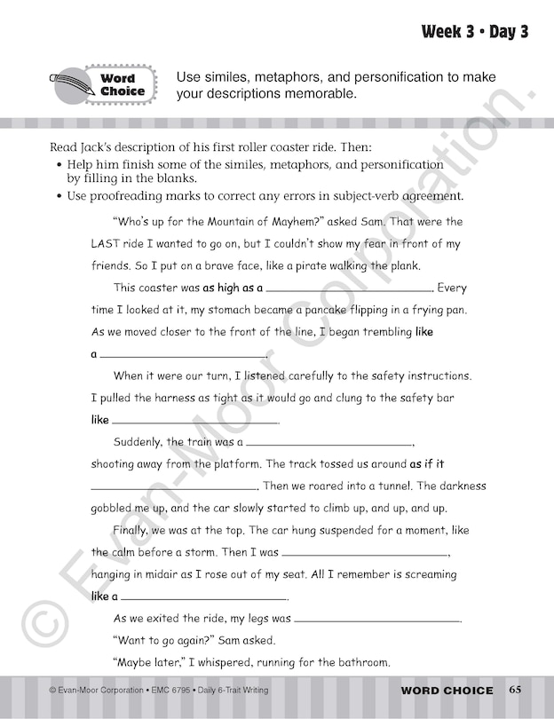 Aperçu du contenu 3_Daily 6-Trait Writing, Grade 5 Student Edition Workbook