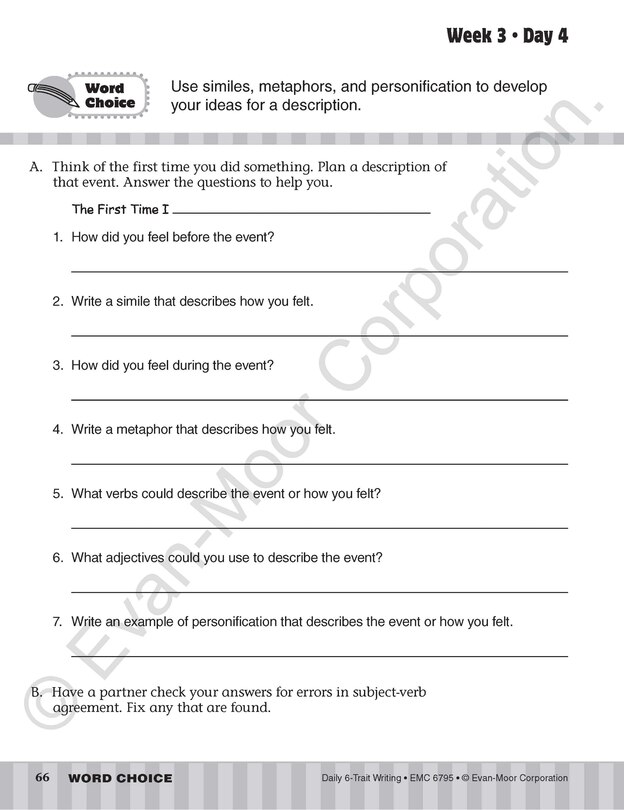 Aperçu du contenu 4_Daily 6-Trait Writing, Grade 5 Student Edition Workbook